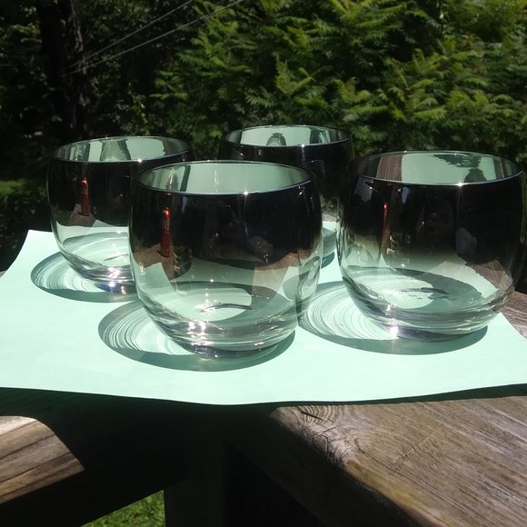 Mid century modern silver fade rolly polly glasses Four glasses set A - Picture 3 of 16